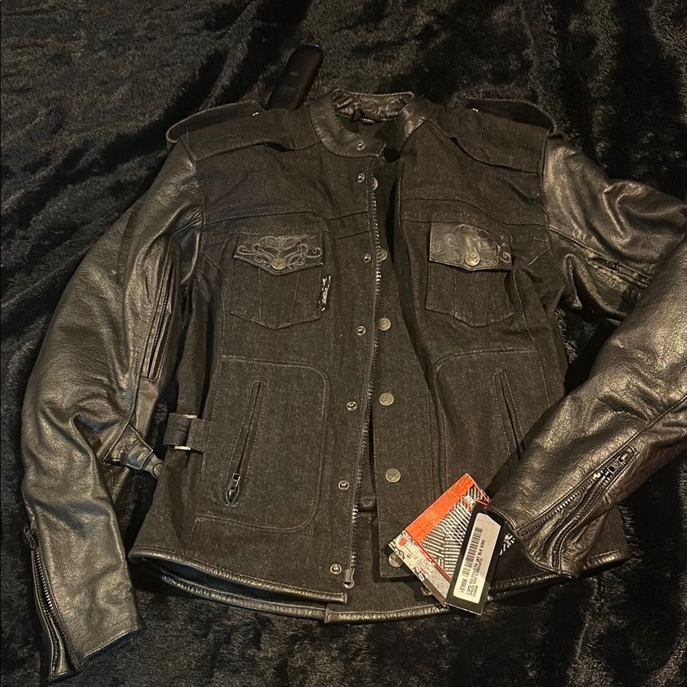 Black Leather Jacket with Protective Padding